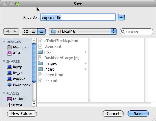 Export Text dialog Export Text dialog