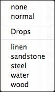 Fill sub-menu Fill sub-menu