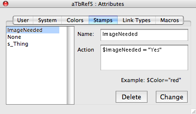 Attributes Stamps pane Attributes Stamps pane