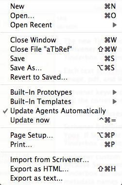 File menu File menu
