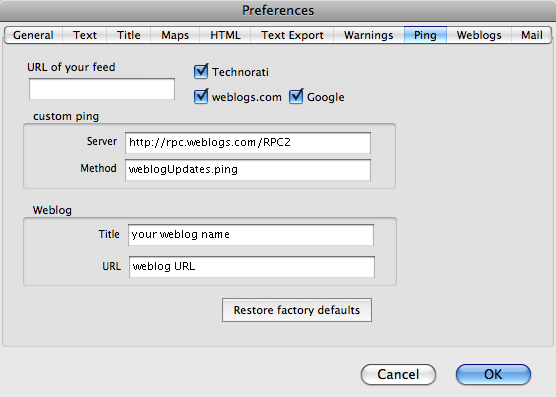 Ping (Document level only, pre v5.10.2) Ping (Document level only, pre v5.10.2)