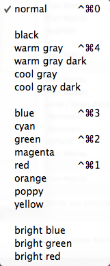 Color sub-menu Color sub-menu