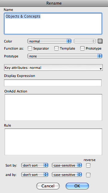 Rename Note dialog Rename Note dialog