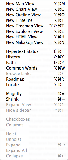View menu View menu