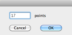 Point Size dialog Point Size dialog