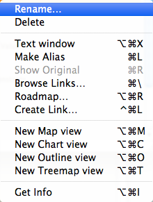 Minor Views (note selected): pop-up menu Minor Views (note selected): pop-up menu