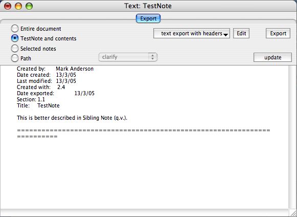 Nakakoji (text export) view
