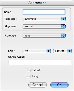 Create Adornment dialog